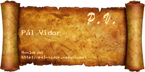 Pál Vidor névjegykártya
